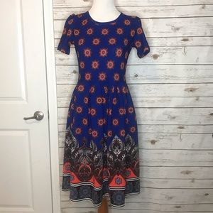RARE Lularoe Blue Paisley Border Print Amelia